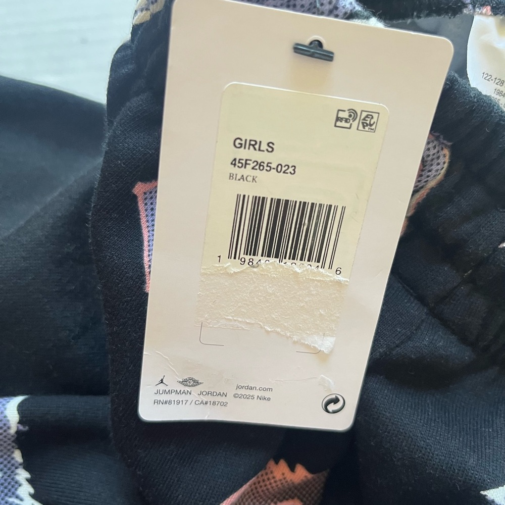 Jordan 23 Girl Small 8-10 Black Flight Jumpman All-Over Print Fleece Joggers New - Picture 7 of 7
